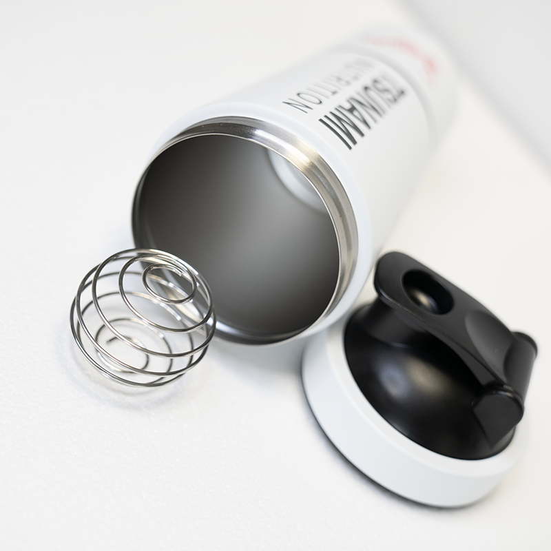 Shaker Metal Bianco con Portapillole 600 ml + 200 ml