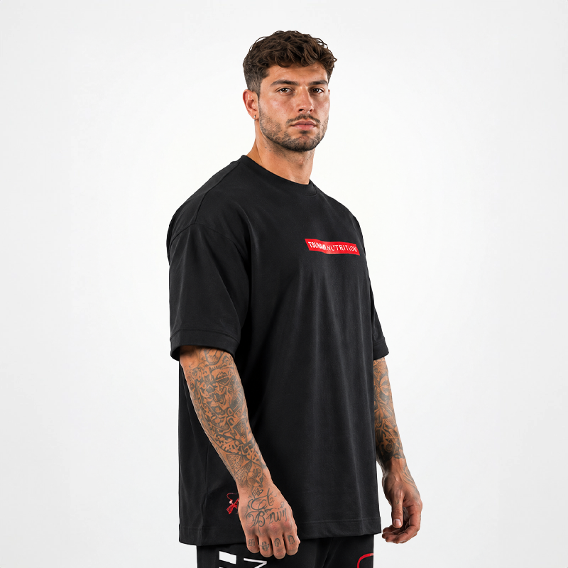 T-shirt Box Logo Oversize Tsunami Uomo Nero