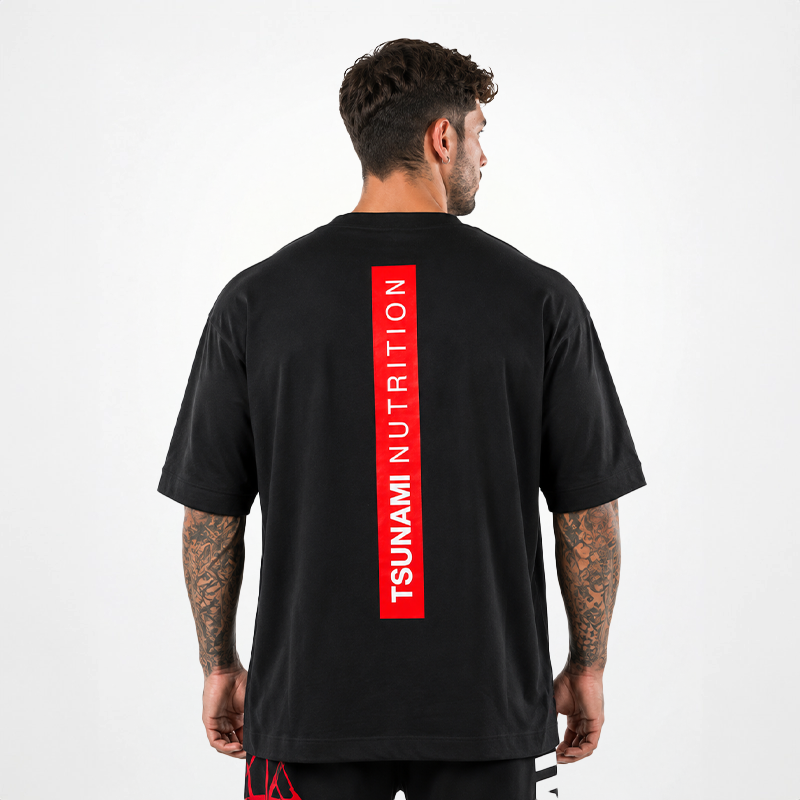 T-shirt Box Logo Oversize Tsunami Uomo Nero