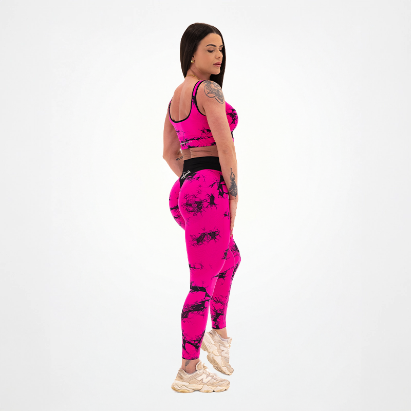 Leggings Seamless Donna Tie Dye Fucsia