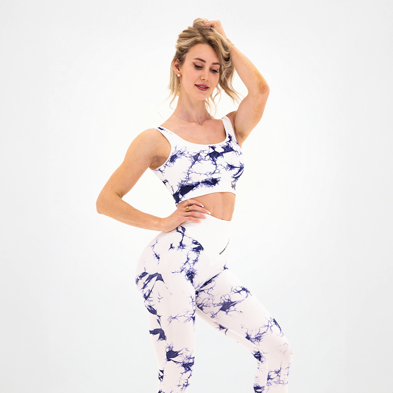 Top Seamless Donna Tie Dye Bianco-Blu
