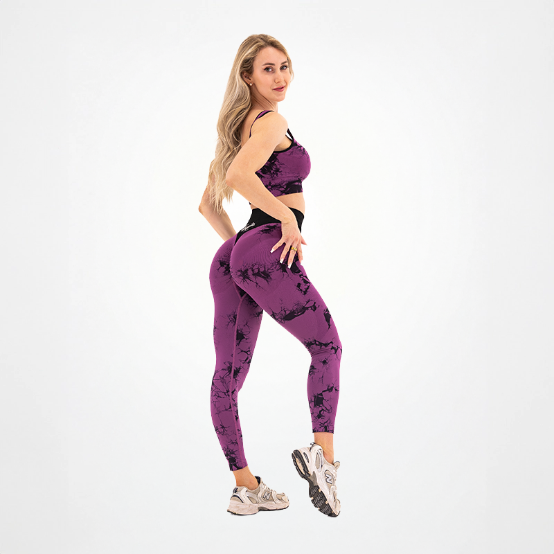 Leggings Seamless Donna Tie Dye Borgogna