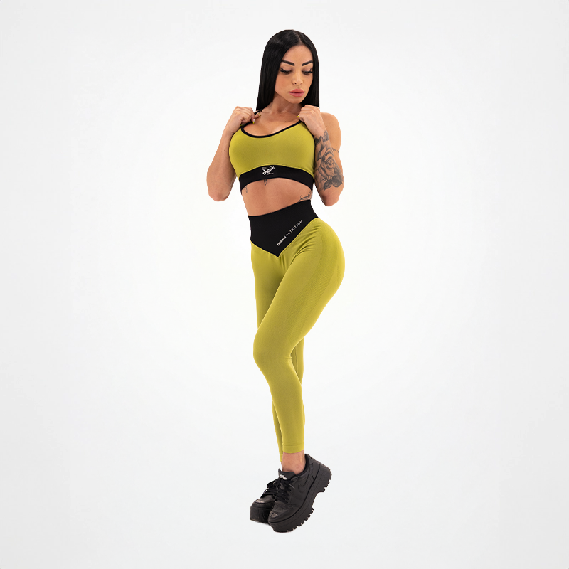 Leggings Seamless Donna Verde Militare