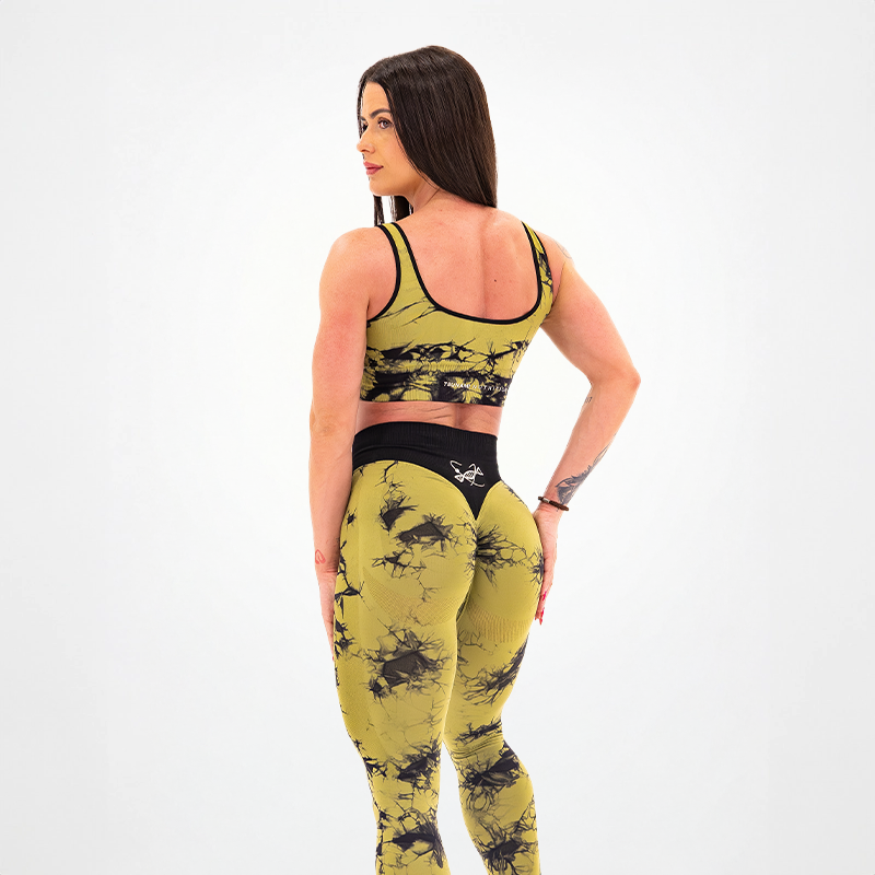 Top Donna Seamless Tie Dye Verde Militare