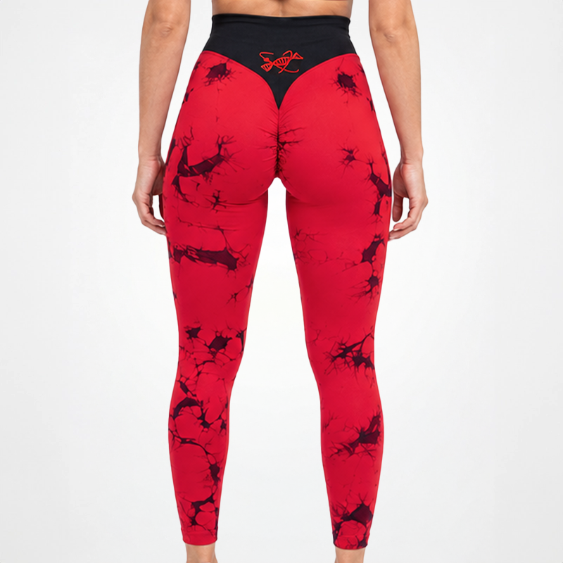 Leggings Seamless Donna Tie Dye Rosso