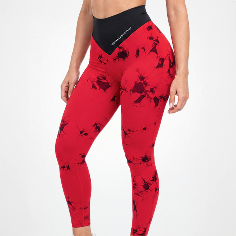 Leggings Seamless Donna Tie Dye Rosso