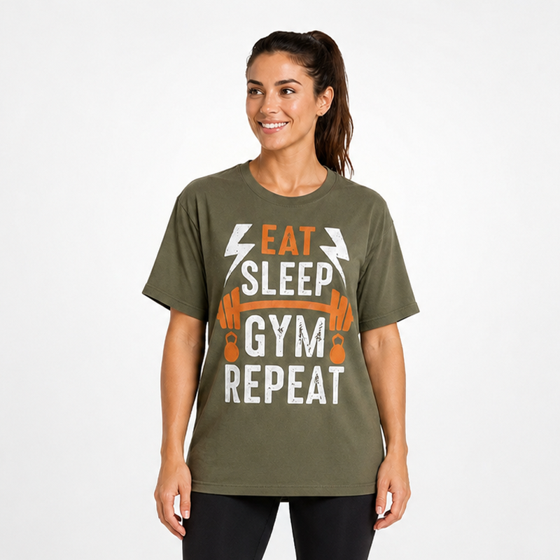 T-Shirt Oversize Vintage "EAT-SLEEP-GYM-REPEAT"