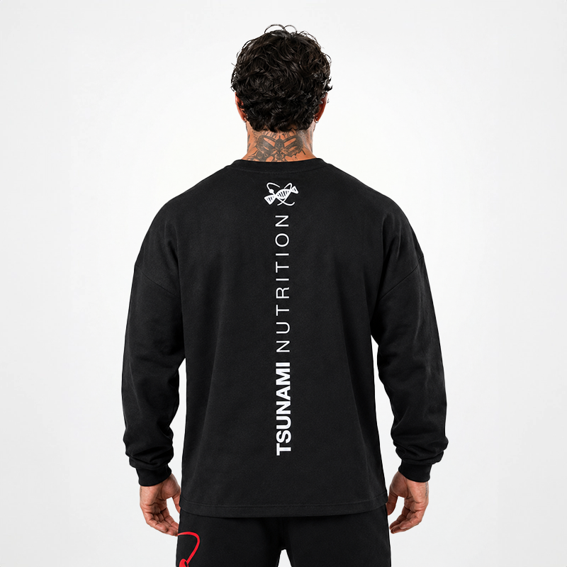 T-shirt Oversize manica lunga Tsunami Nera